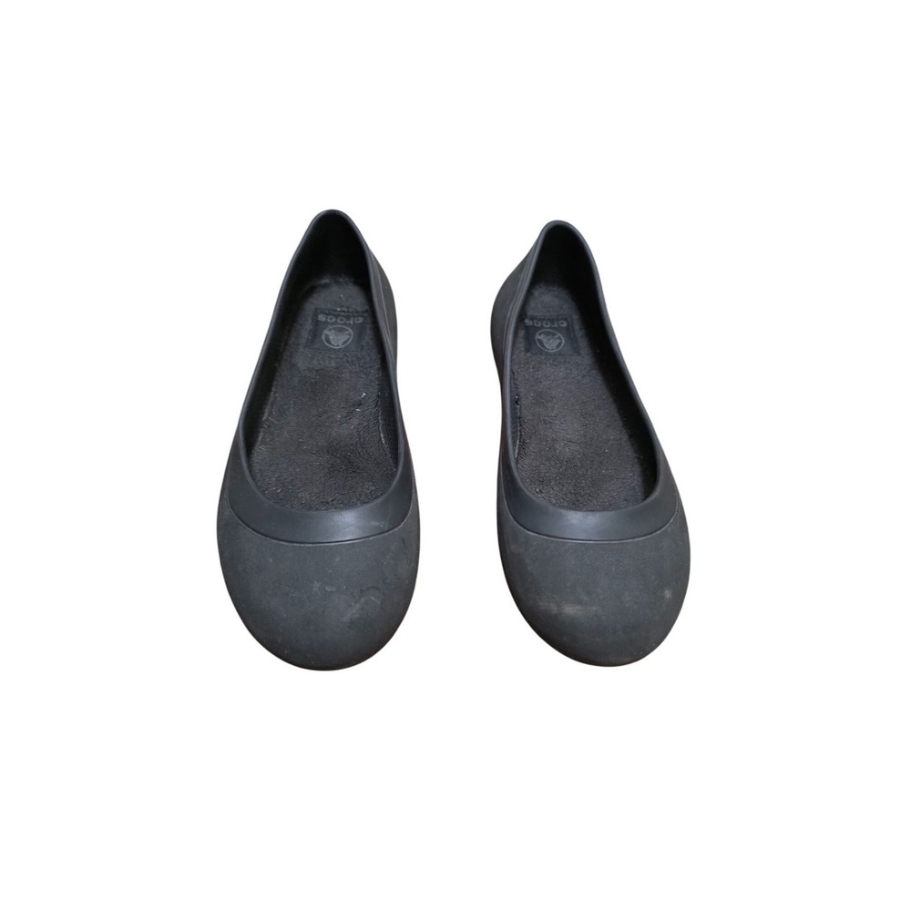 Crocs Black Women's Slip-On Flat Rubber‎ Shoes Size 8
